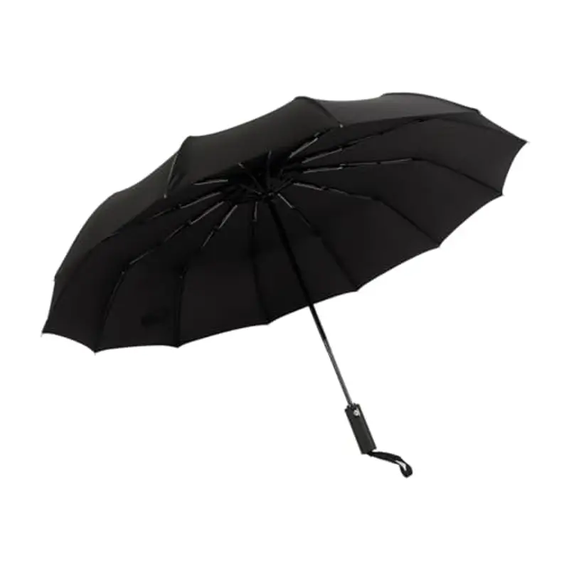 A2ZWORLD Ombrello Pioggia Grande, Pieghevole 3 Pieghe, Antivento Robusto, Apertura e Chiusura Automatica, 12 Stecche