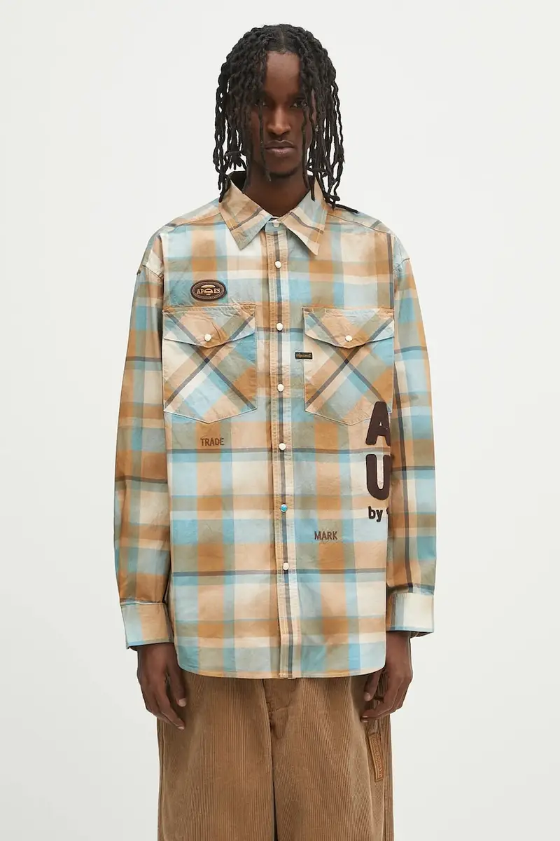 camicia in cotone Main Long uomo colore beige AAPSTM8522XXO