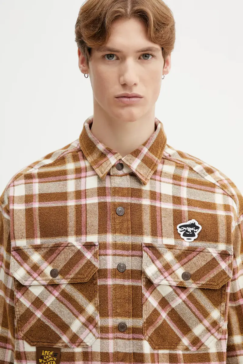 camicia in cotone Marrone miniatura 4