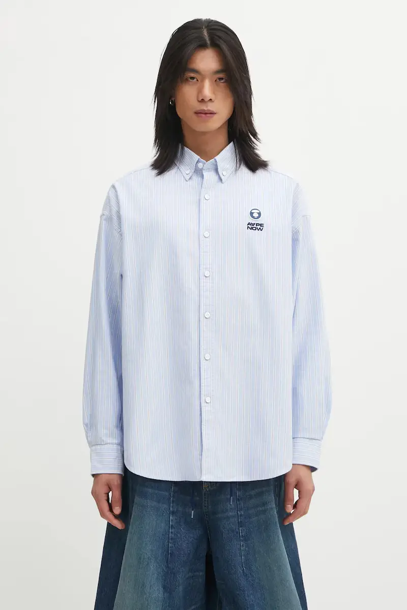 camicia in cotone Now uomo colore blu AAPSTM8541XXP