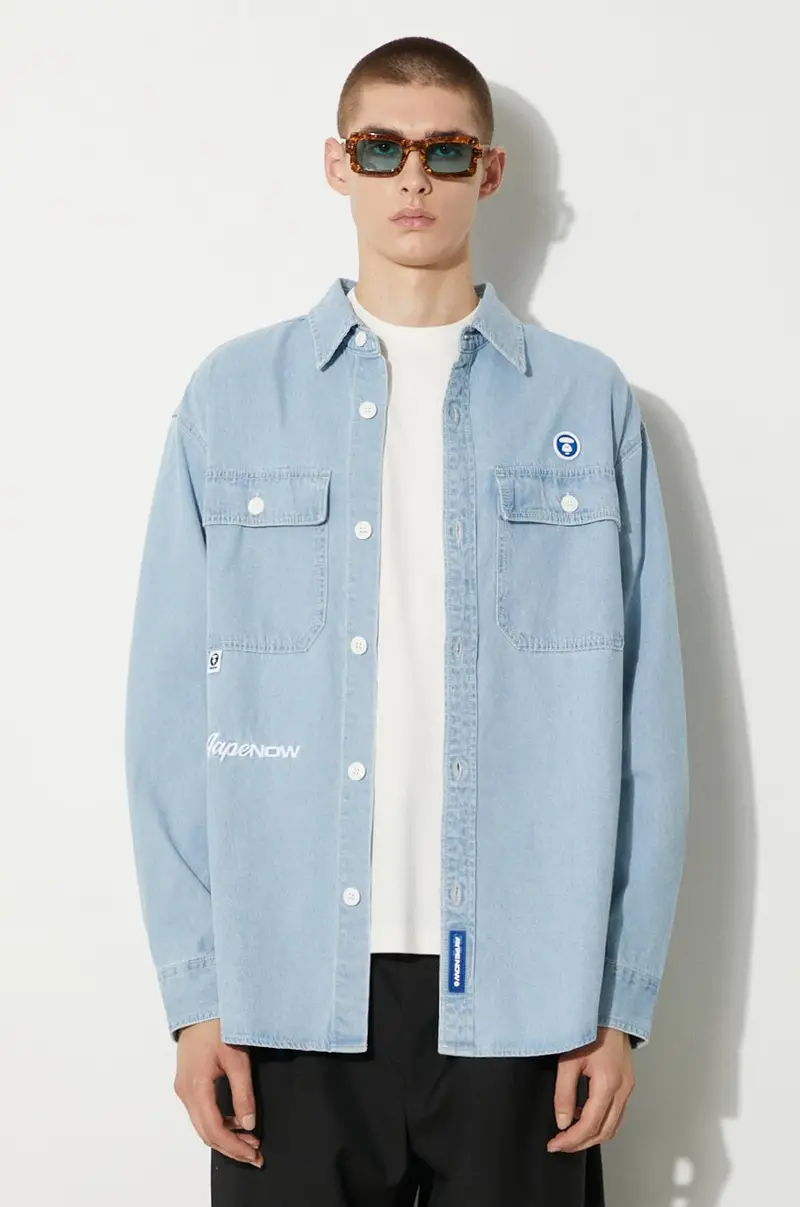 camicia in cotone uomo colore blu AAPSTM8472XXM