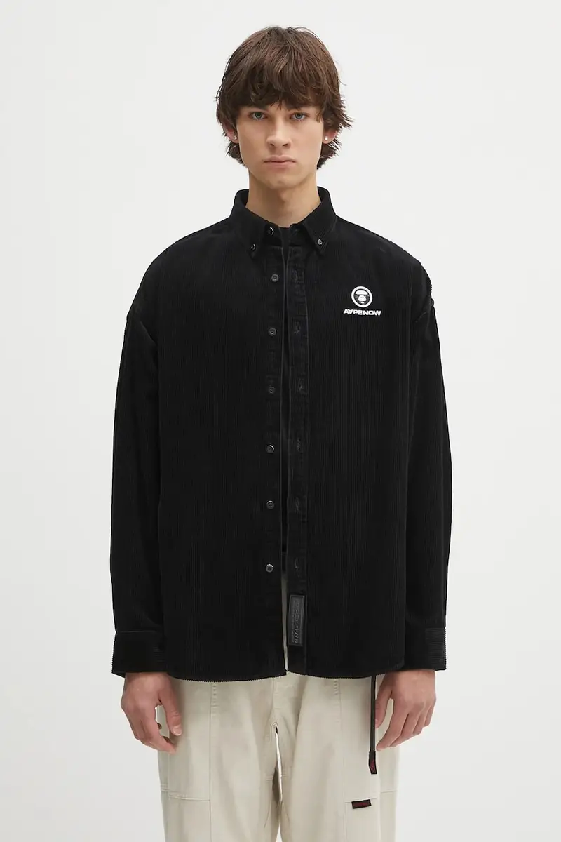 camicia in velluto a coste Now Long Sleeve uomo colore nero AAPSTM8499XXN