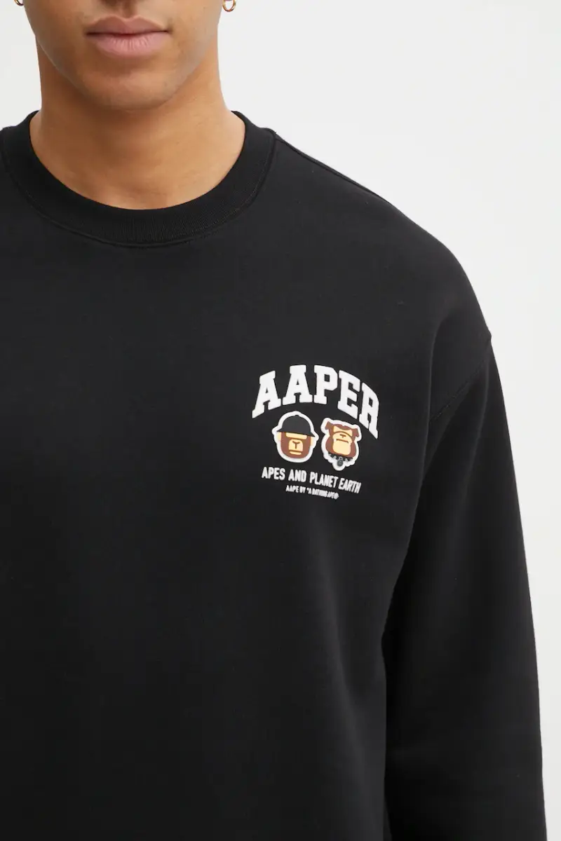 felpa Aaper Crew Neck uomo colore nero con applicazione AAPSWMC366XXP miniatura 4