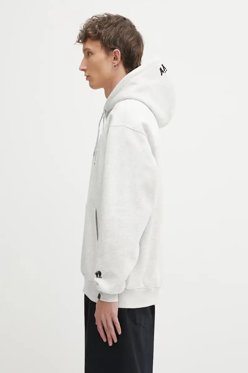 felpa Aaper Hoodie uomo colore grigio con cappuccio AAPSWMC370XAP miniatura 2