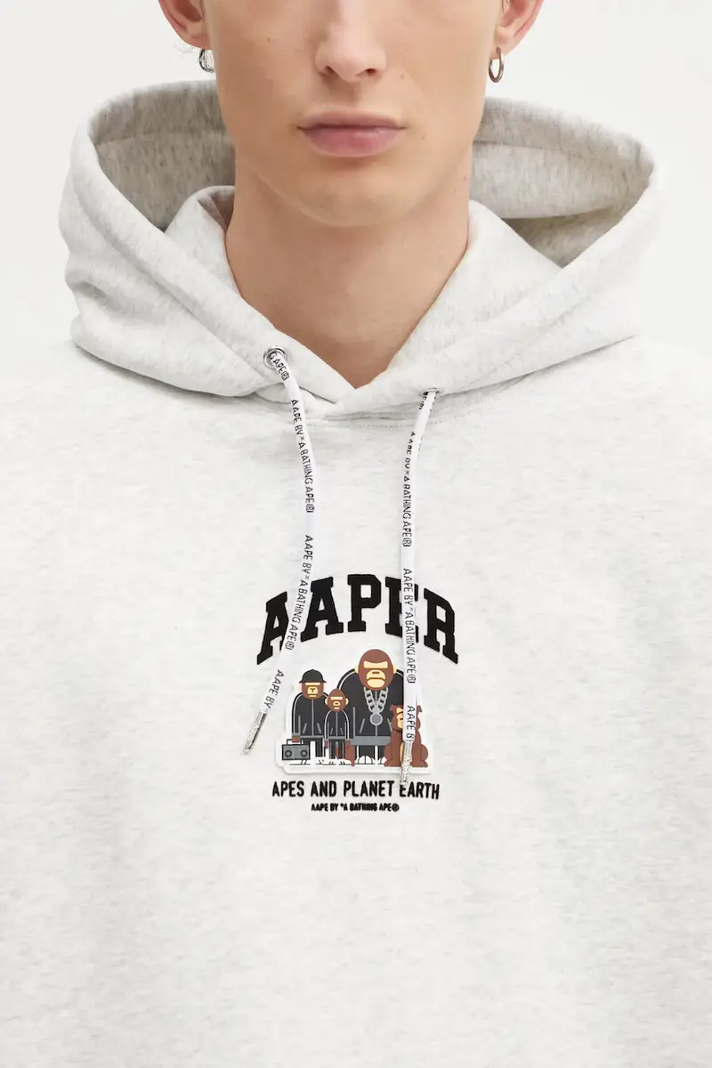felpa Aaper Hoodie uomo colore grigio con cappuccio AAPSWMC370XAP miniatura 4