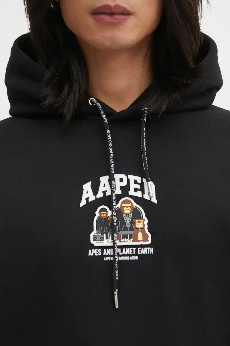 felpa Aaper Hoodie uomo colore nero con cappuccio AAPSWMC370XXP miniatura 4