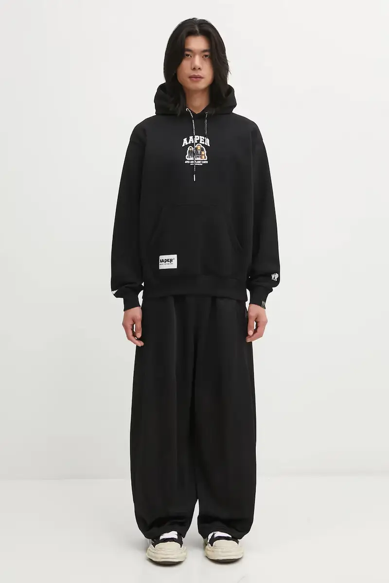 felpa Aaper Hoodie uomo colore nero con cappuccio AAPSWMC370XXP miniatura 5