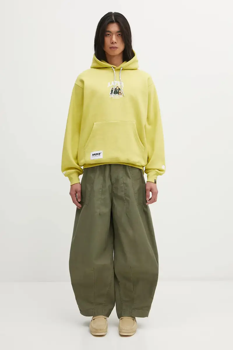 felpa Aaper Hoodie uomo colore verde con cappuccio AAPSWMC370XBP miniatura 4