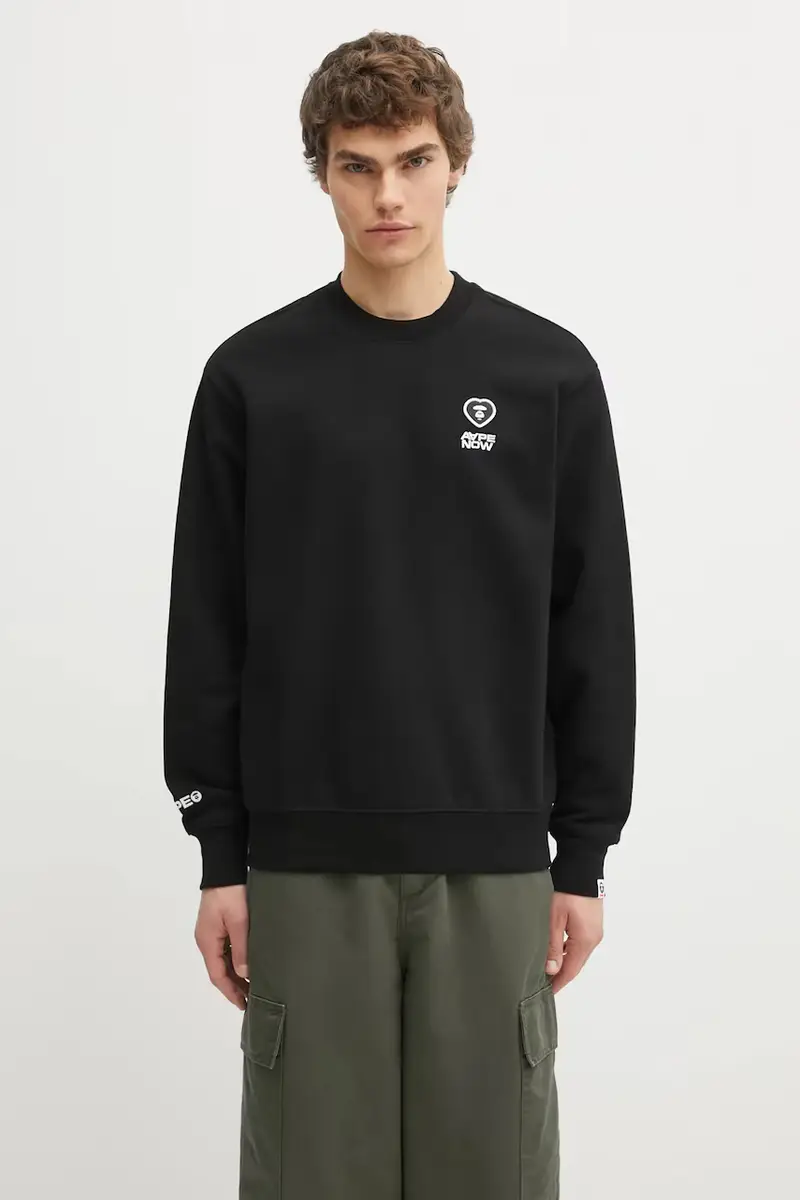 felpa Now Crew Neck uomo colore nero con applicazione AAPSWMB321XXN miniatura 3