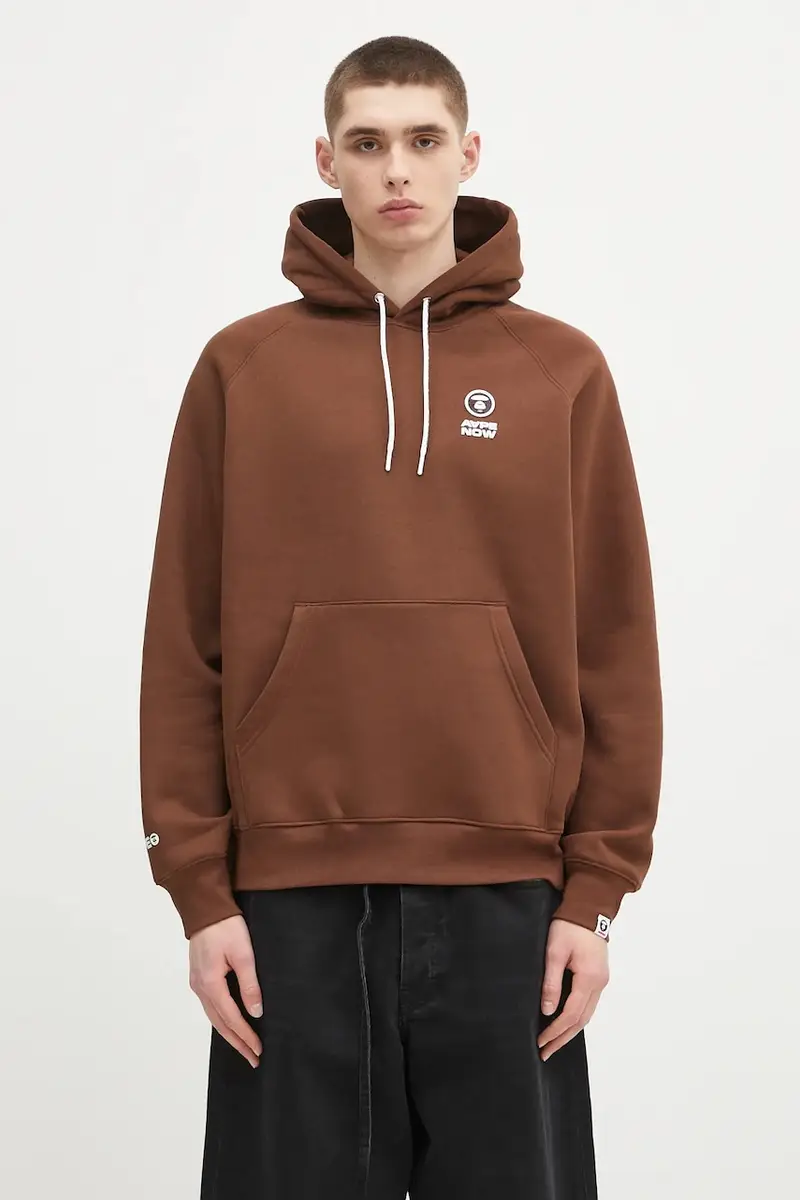 felpa Now uomo colore marrone con cappuccio AAPSWMB324XXN