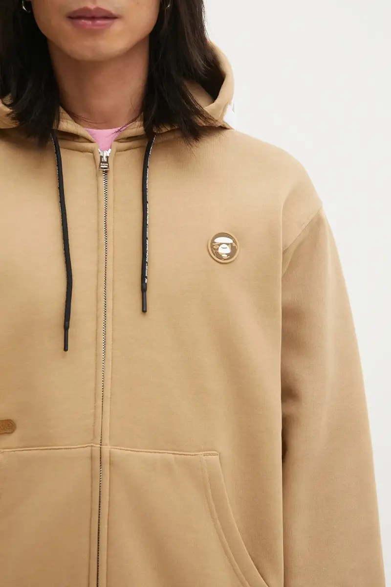 felpa Now Zip Up uomo colore beige con cappuccio con applicazione AAPSWMC358XXP miniatura 4