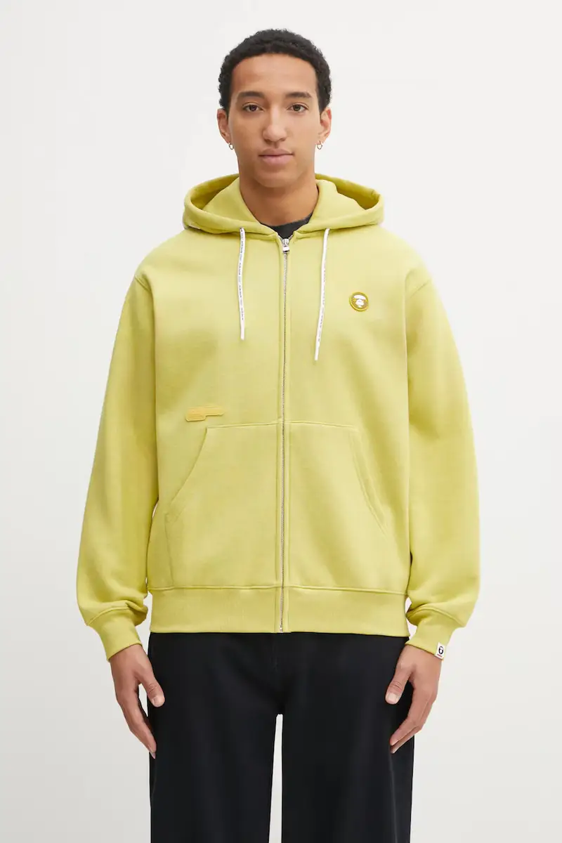 felpa Now Zip Up uomo colore verde con cappuccio con applicazione AAPSWMC358XBP