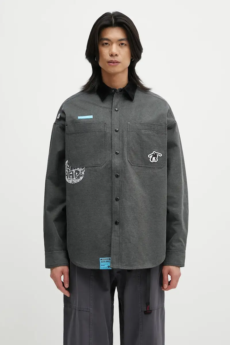 giacca camicia double-face Main Long Sleeve colore nero AAPSTM8502XXN