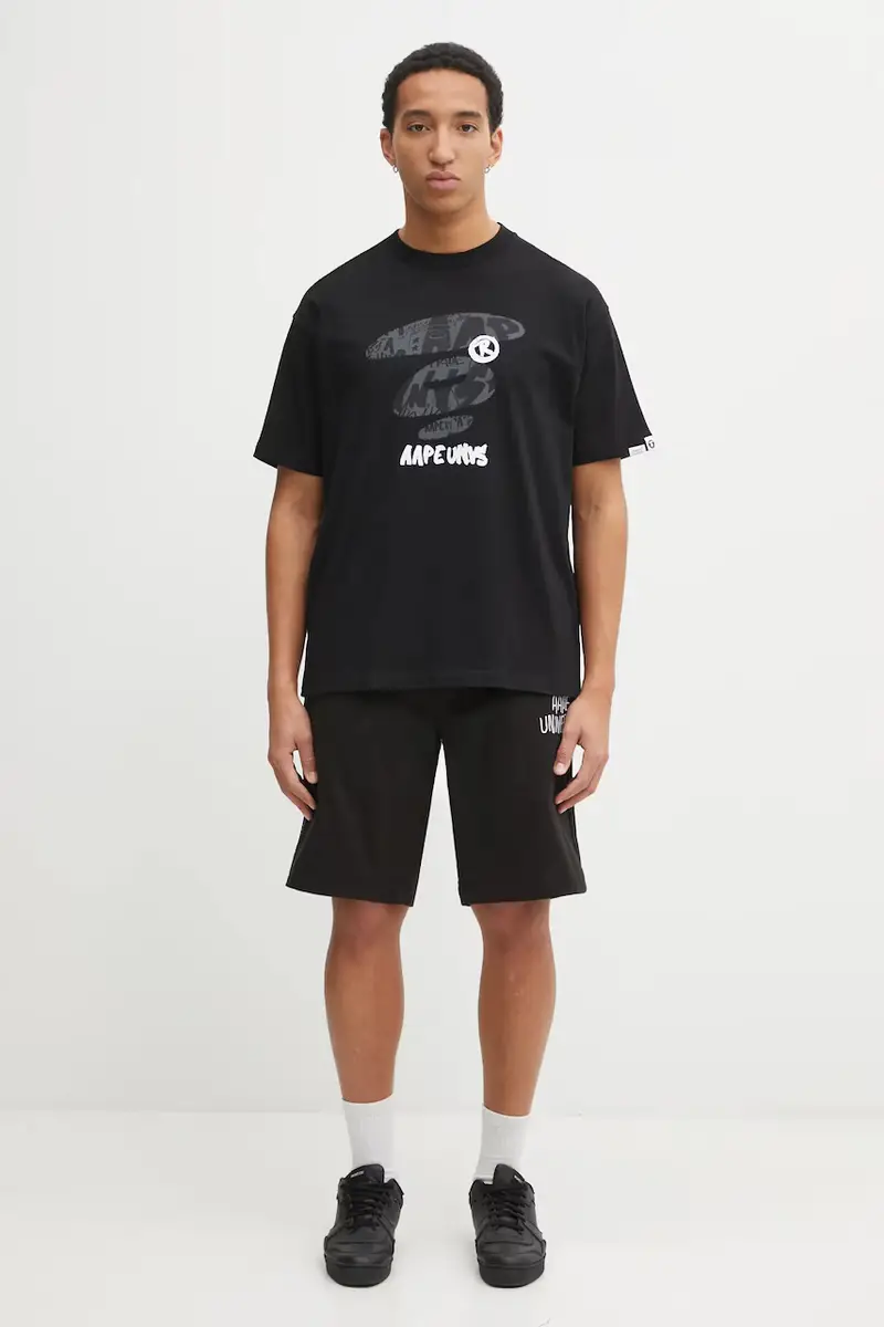 pantaloncini in cotone Main uomo colore nero AAPSPMB691XXO miniatura 5