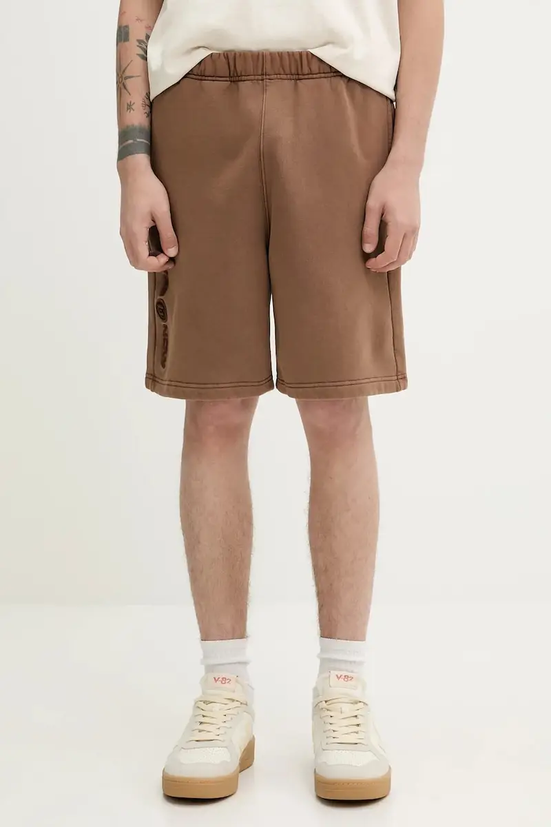 pantaloncini in cotone Now Sweat uomo colore marrone AAPSPMB678XXO