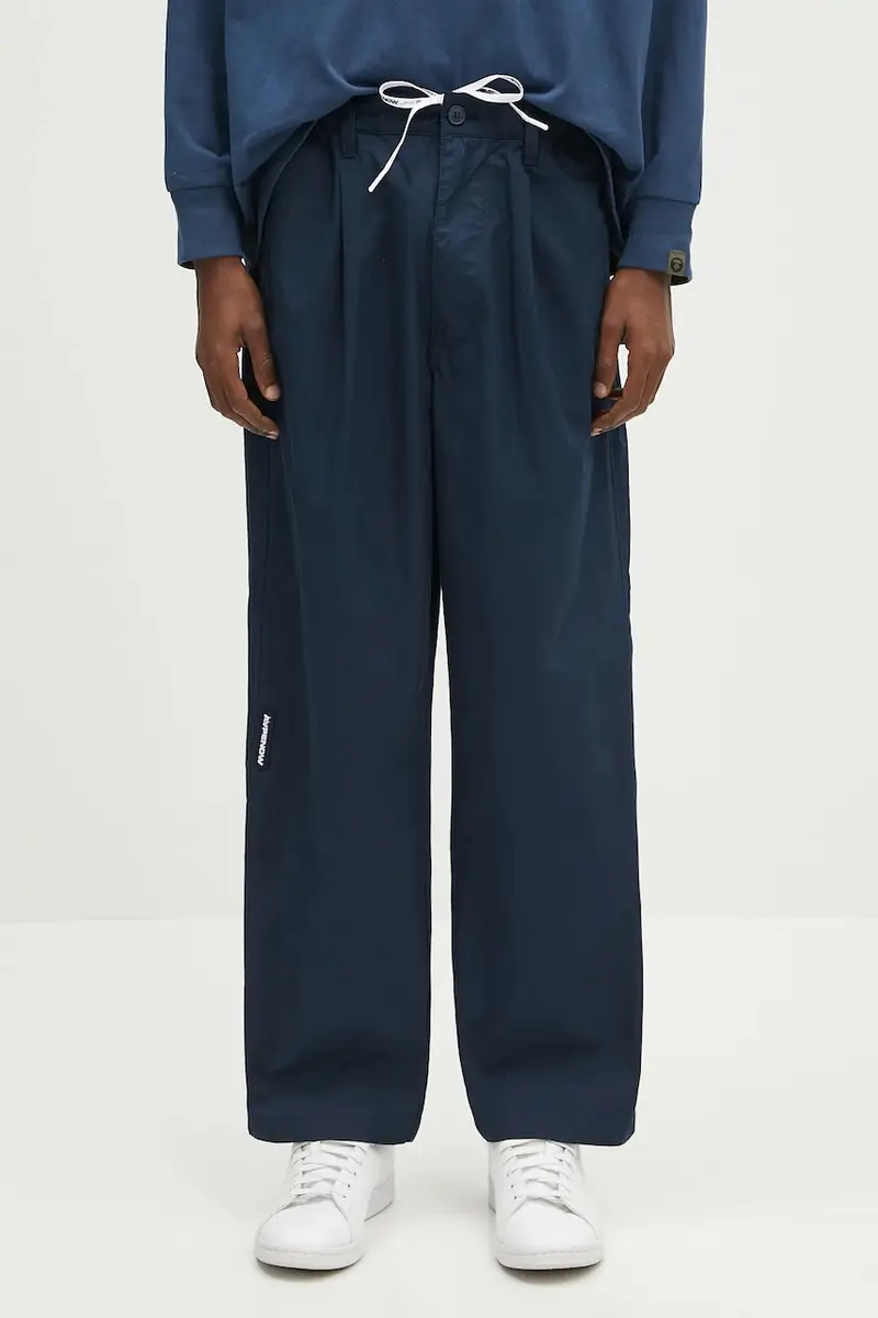pantaloni in cotone Now Woven colore blu navy AAPPTMB665XXO