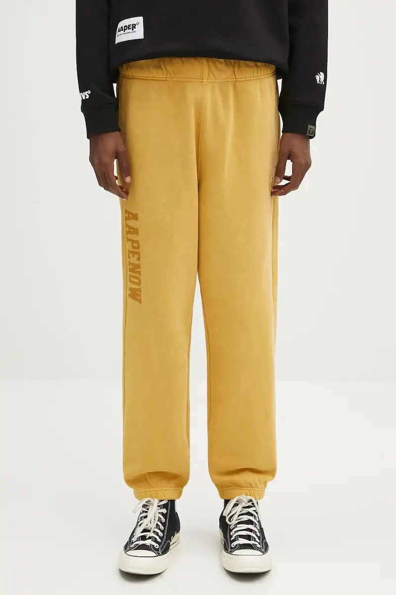 pantaloni tuta di cotone Now Sweat uomo colore giallo con applicazione AAPPTMB627XXN