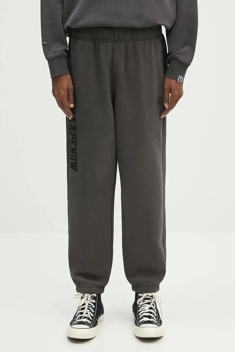 pantaloni tuta di cotone Now Sweat uomo colore nero con applicazione AAPPTMB627XXN