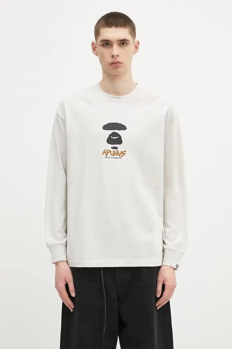 top a maniche lunghe in cotone Basic Long colore grigio AAPLTM1560XXN