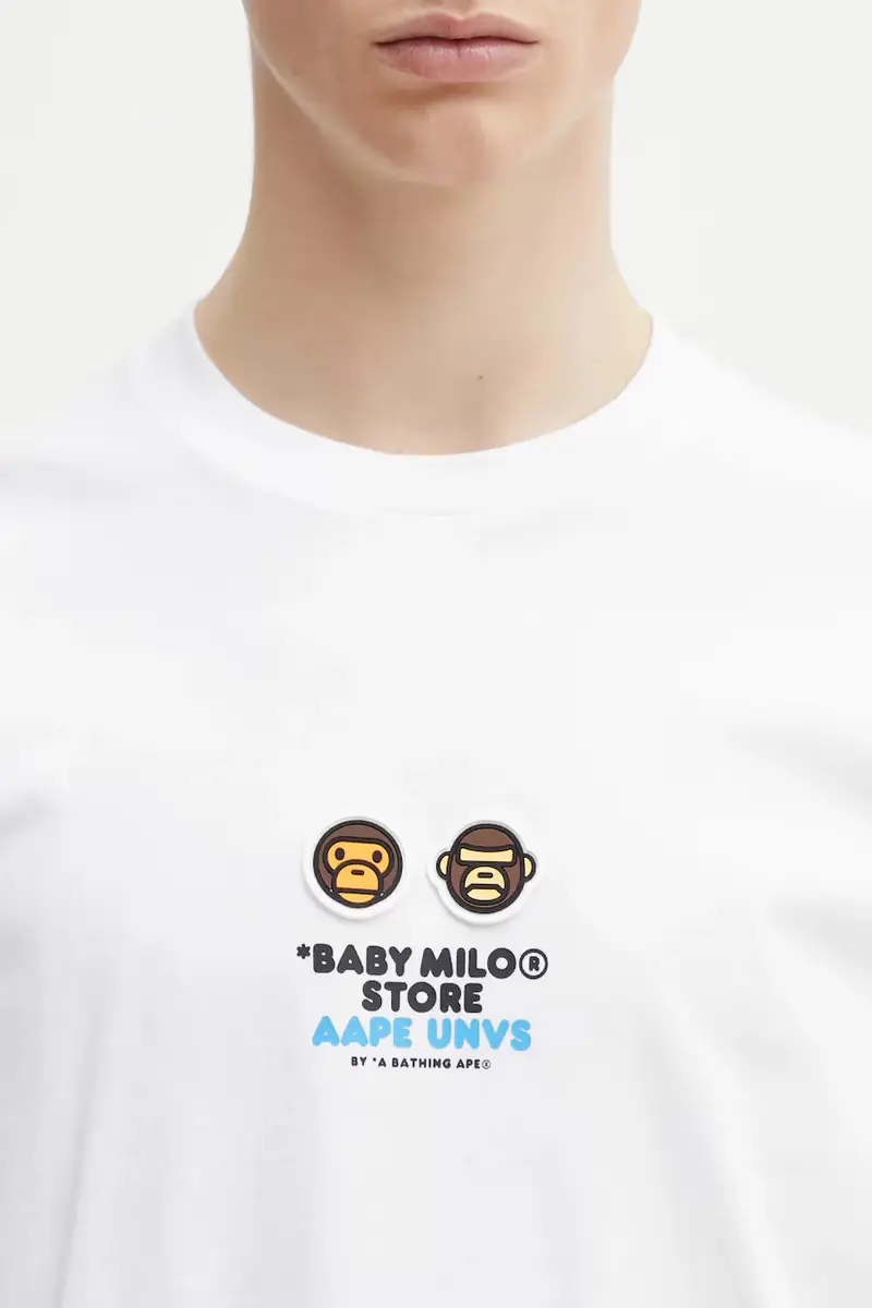 top a maniche lunghe in cotone Bianco miniatura 4