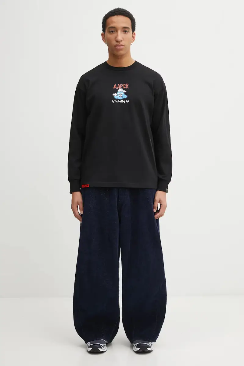 top a maniche lunghe in cotone colore nero AAPLTM1721XXP miniatura 5