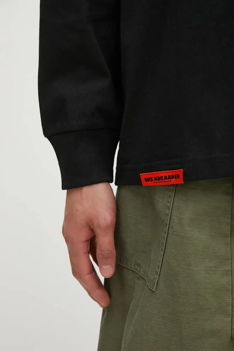 top a maniche lunghe in cotone colore nero AAPLTM1722XXP miniatura 4