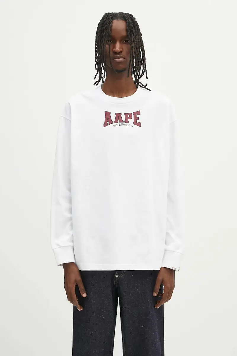 top a maniche lunghe in cotone Main Long colore bianco AAPLTM1544XXN