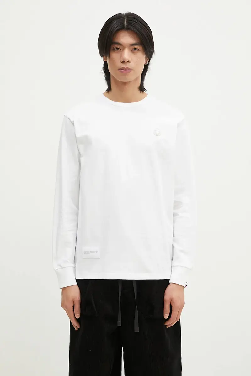 top a maniche lunghe in cotone Moon Face Logo colore bianco AAPLTM1540XXN