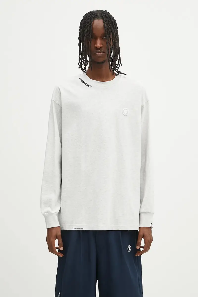 top a maniche lunghe in cotone Now Long colore grigio AAPLTM1607XAN