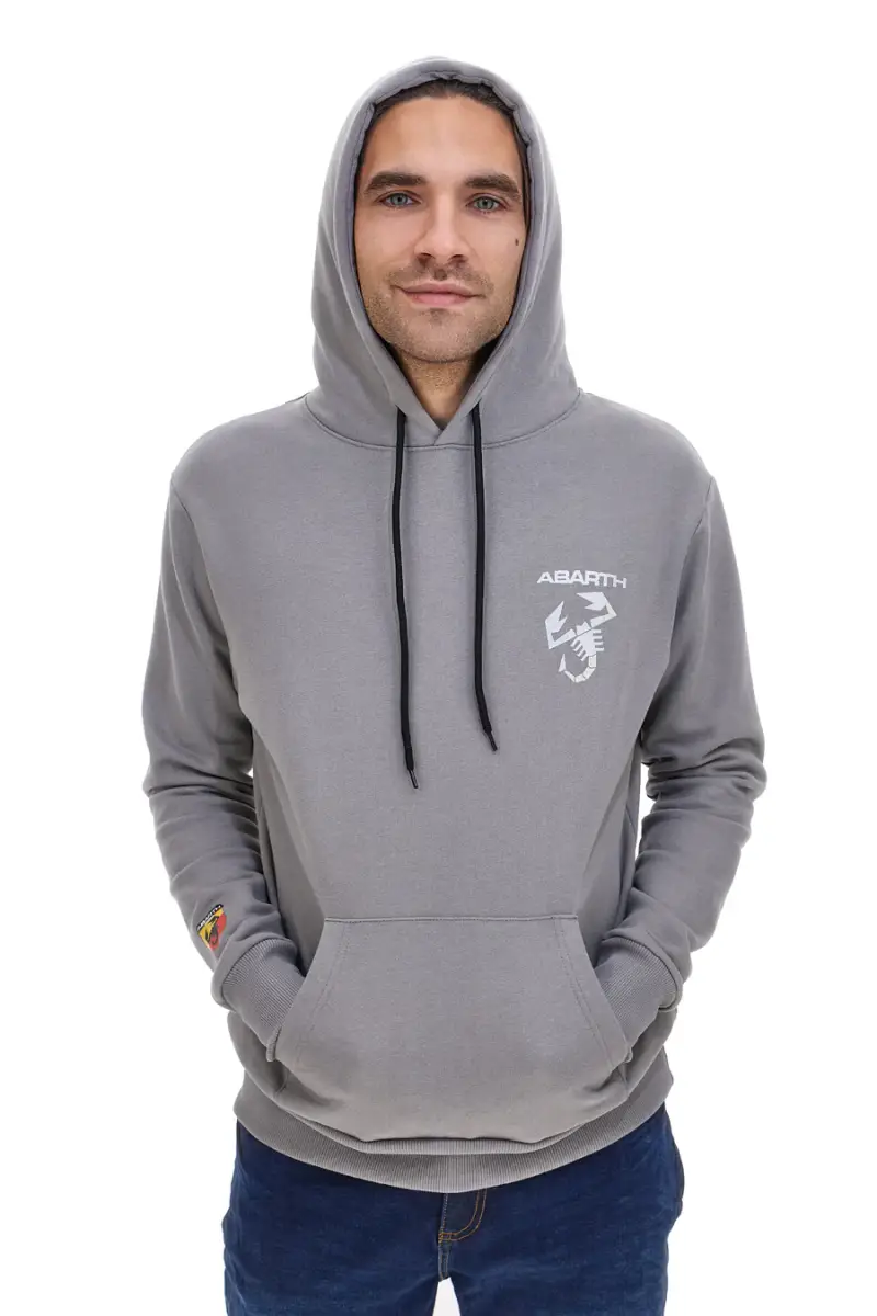 Felpa grigia con cappuccio logo frontale Abarth AH025CP [IRON] miniatura 2