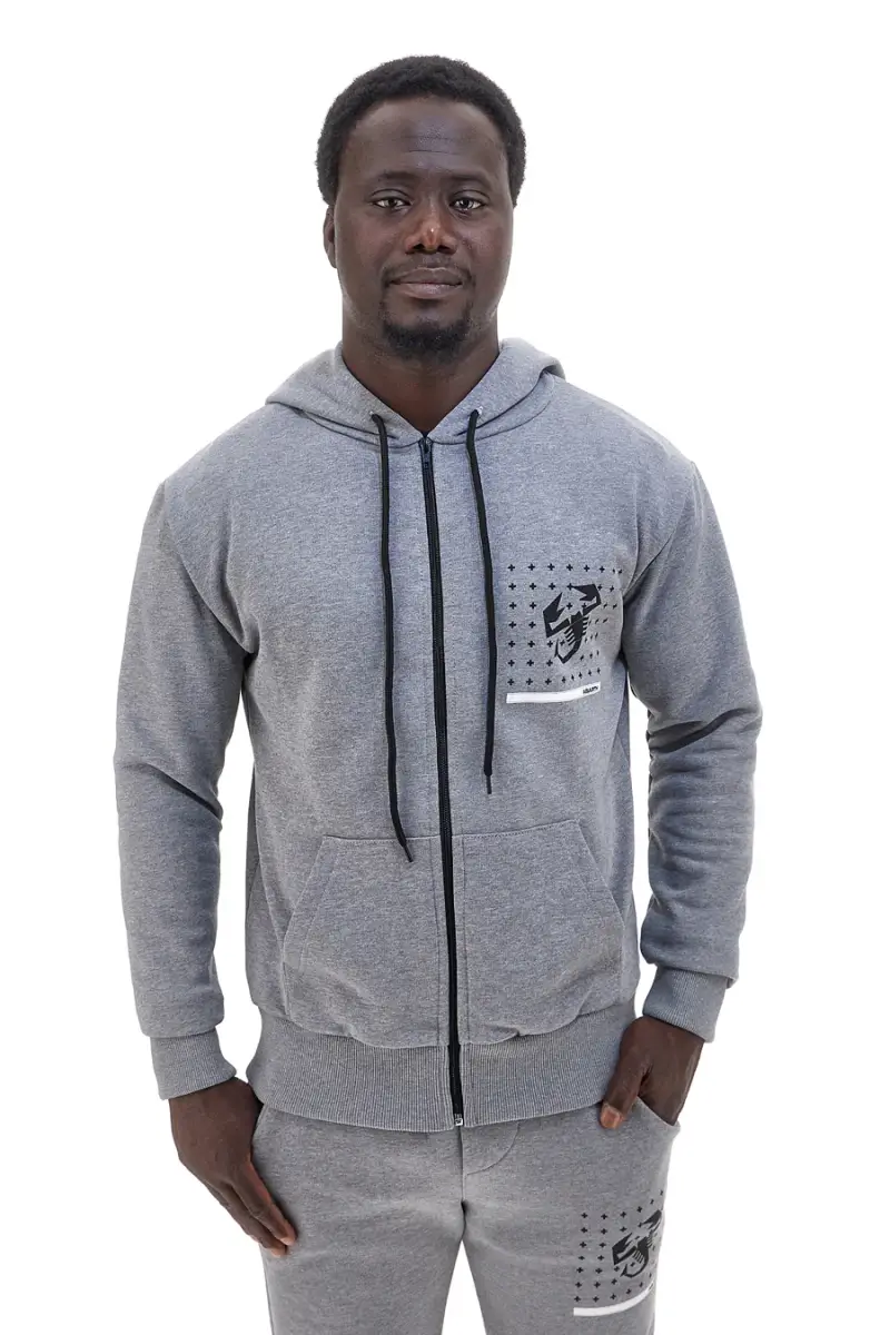 Felpa grigia con zip e cappuccio in misto cotone Abarth AH024ZP [GRIGIO MEL.] miniatura 2