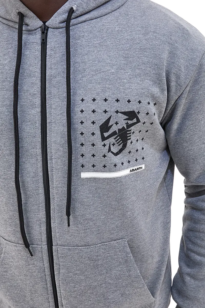Felpa grigia con zip e cappuccio in misto cotone Abarth AH024ZP [GRIGIO MEL.] miniatura 3