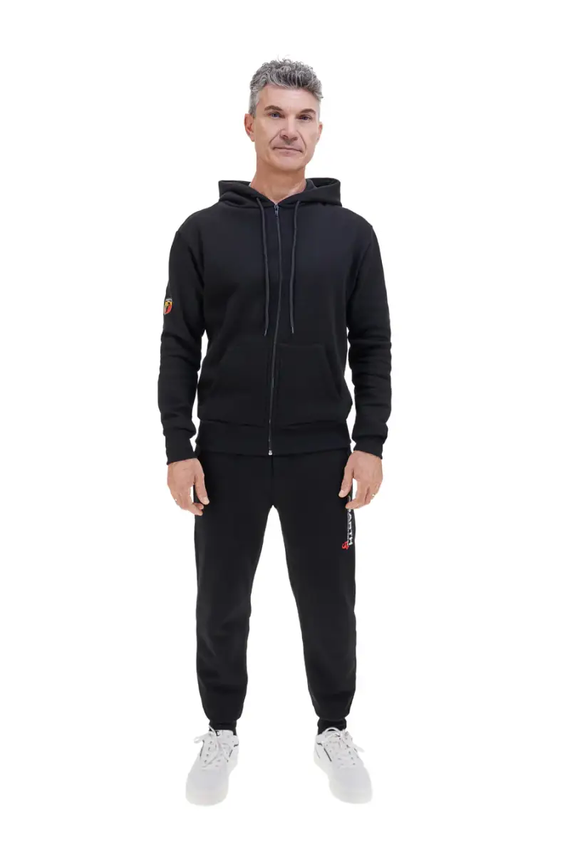 Felpa nera con cappuccio in cotone felpato Abarth AH001ZP [NERO] miniatura 3