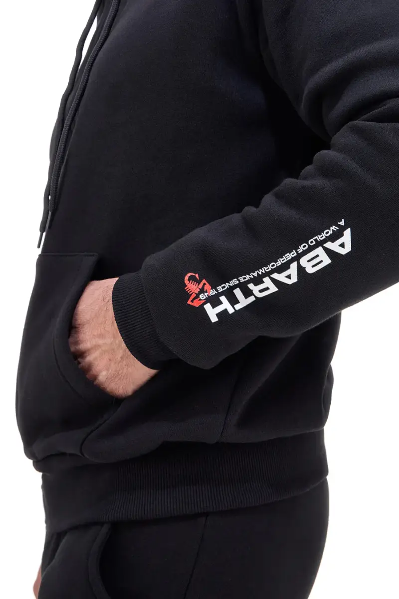 Felpa nera con cappuccio in cotone felpato Abarth AH001ZP [NERO] miniatura 5