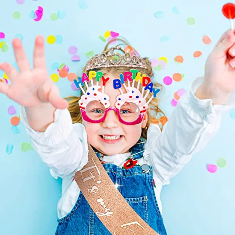 Abeillo 5 Anni Coroncina Compleanno, Corona 5 Anni Ragazza, 'It's My 5th Birthday' Sash con Cristallo Strass Corona, Fascia Compleanno per Feste di Compleanno, Set di Decorazione per Il 5 Anni miniatura 2