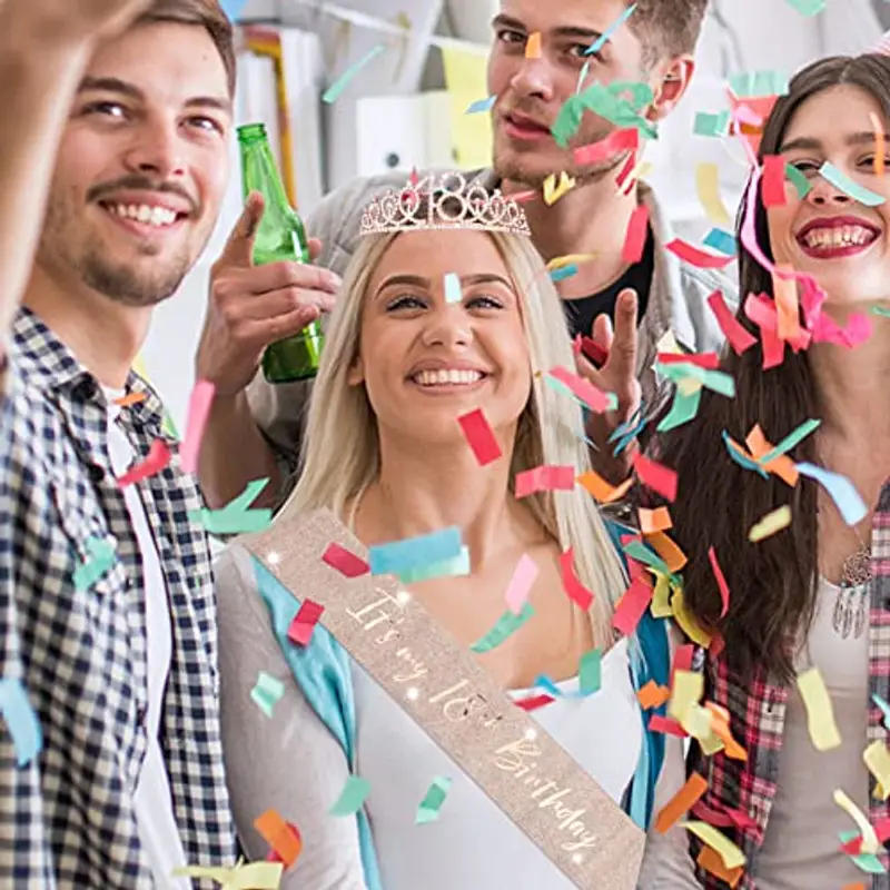 Abeillo Coroncina Compleanno, Corona Ragazza, It's My Birthday' Sash con Cristallo Strass Corona, Fascia Compleanno per Feste di Compleanno, Set di Decorazione per Compleanno (18th) miniatura 3