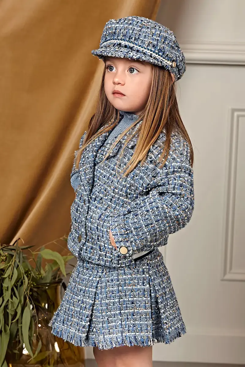 Abel & Lula Gonna bambina blu a campana con pieghe decorative miniatura 5