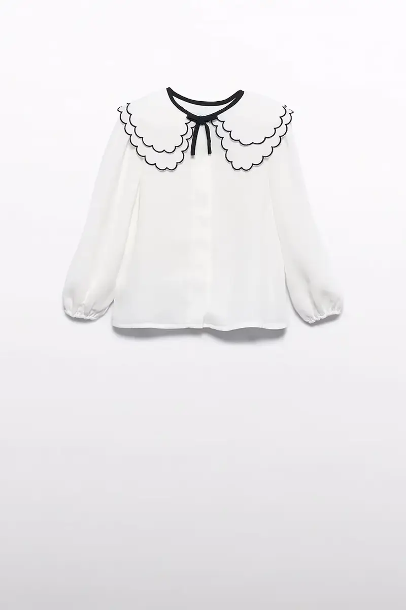 Abel & Lula Maglia Bambino Bianco con Collare Decorativo miniatura 2