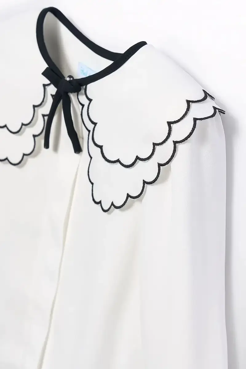 Abel & Lula Maglia Bambino Bianco con Collare Decorativo miniatura 4