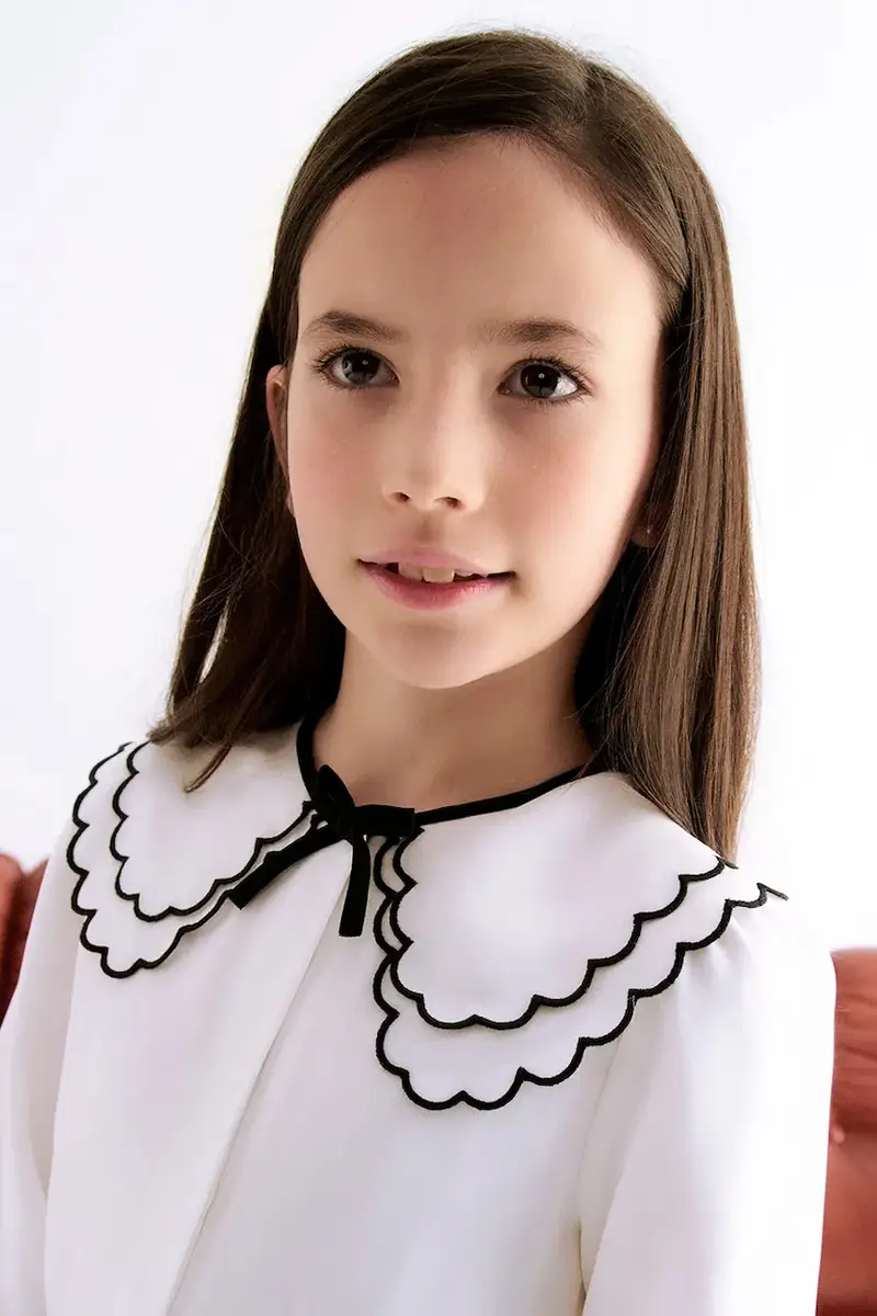 Abel & Lula Maglia Bambino Bianco con Collare Decorativo miniatura 5