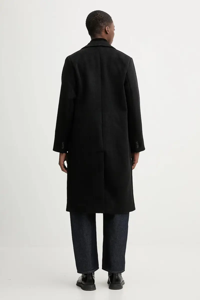 cappotto con lana Nero miniatura 3