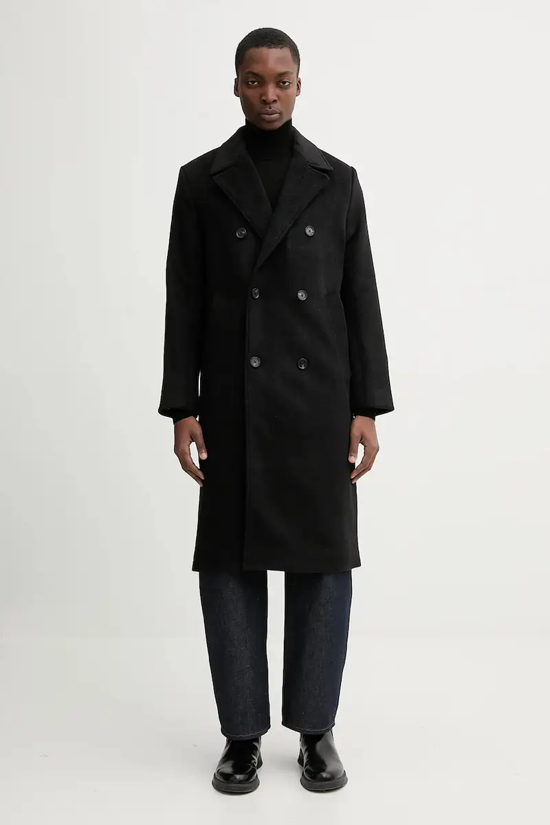 cappotto con lana Nero