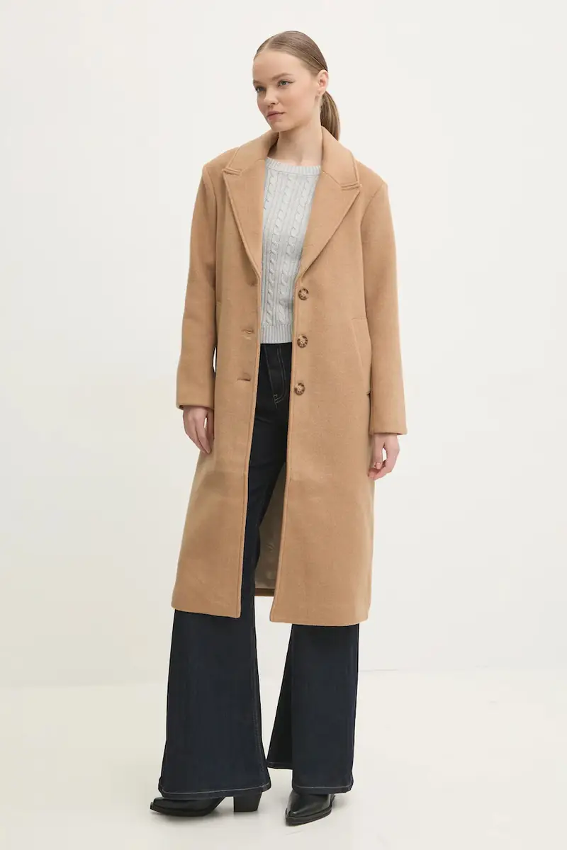 cappotto in lana colore marrone KI144-4244 Beige miniatura 2