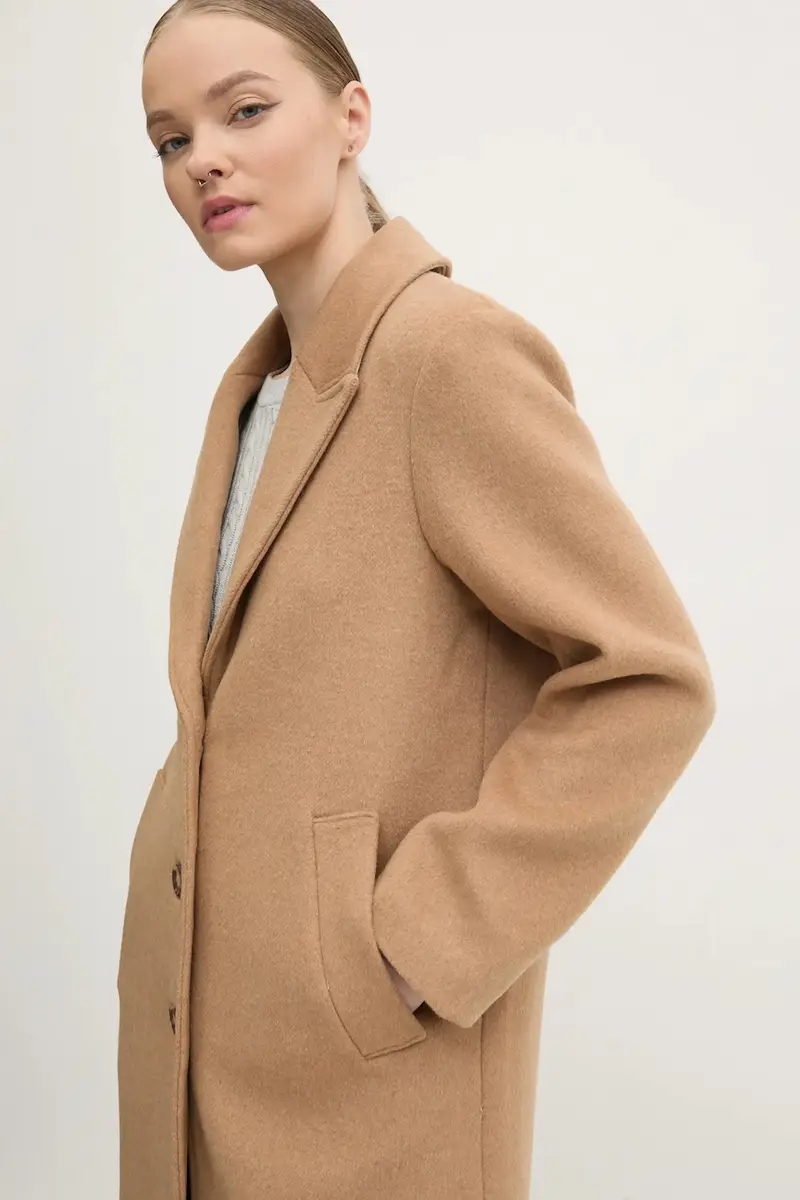 cappotto in lana colore marrone KI144-4244 Beige miniatura 4