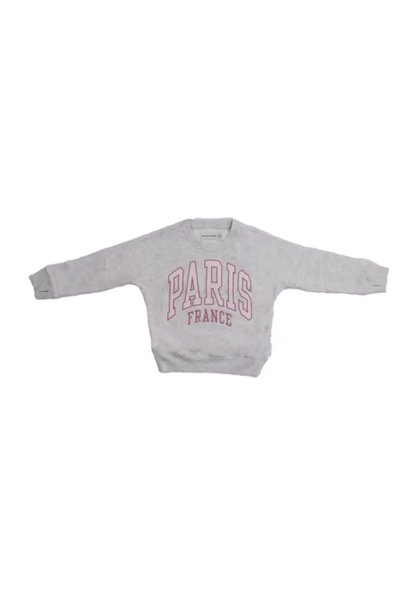 Felpa Bambina ABERCROMBIE & FITCH Grigio Afg i heart paris crew