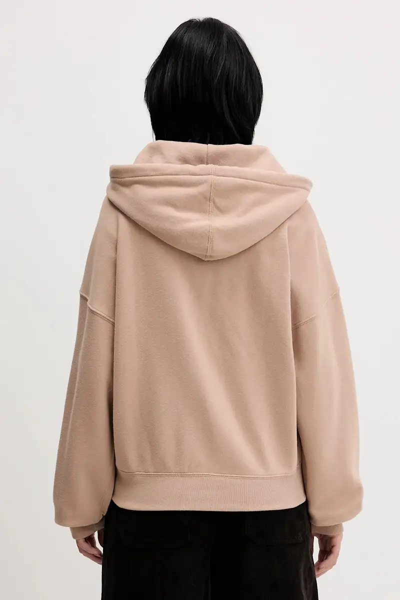 felpa donna colore beige con cappuccio KI152-5417-420 miniatura 3