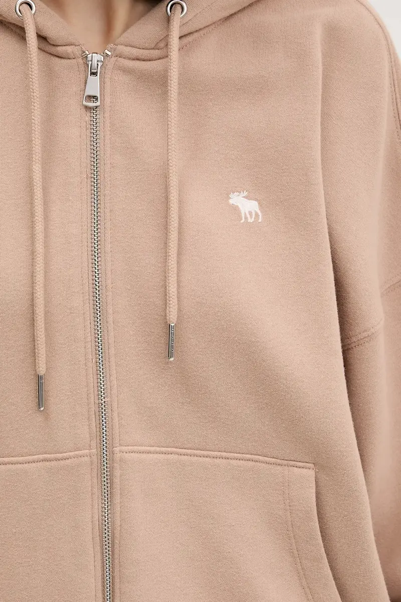 felpa donna colore beige con cappuccio KI152-5417-420 miniatura 5