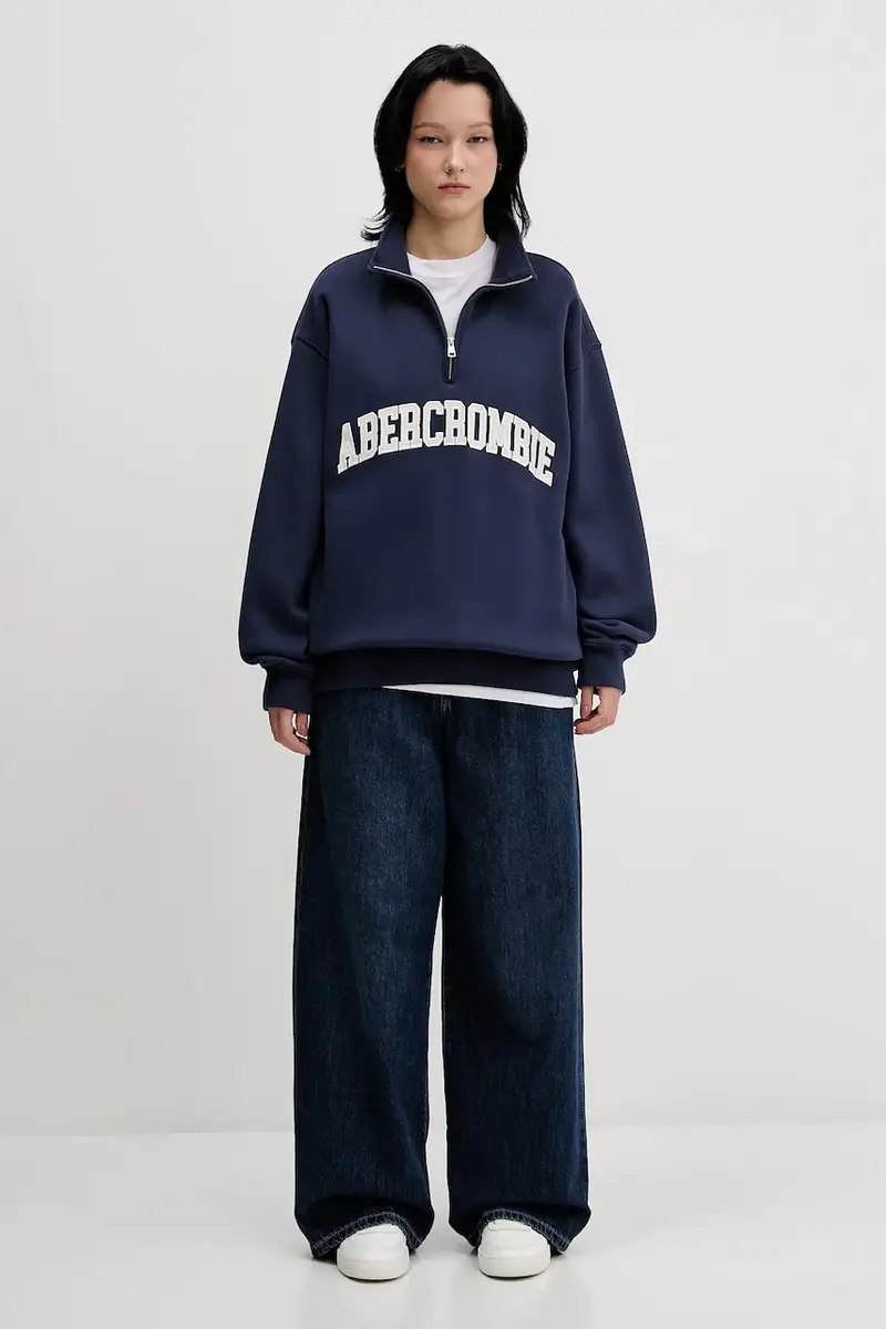 felpa donna colore blu con applicazione KI152-5427-200 miniatura 2