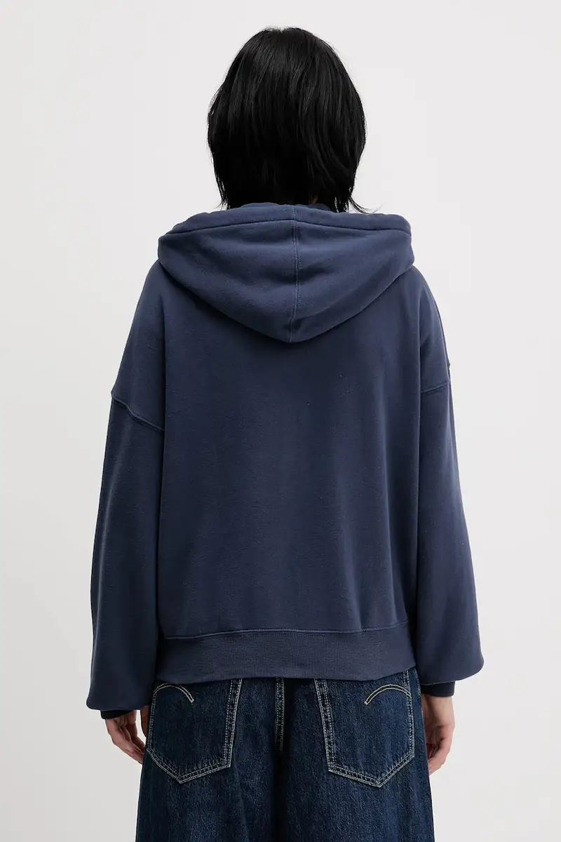 felpa donna colore blu con cappuccio KI152-5417-200 miniatura 3