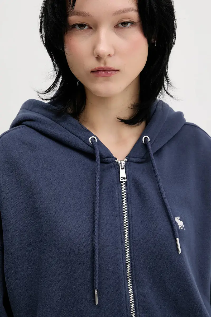 felpa donna colore blu con cappuccio KI152-5417-200 miniatura 4